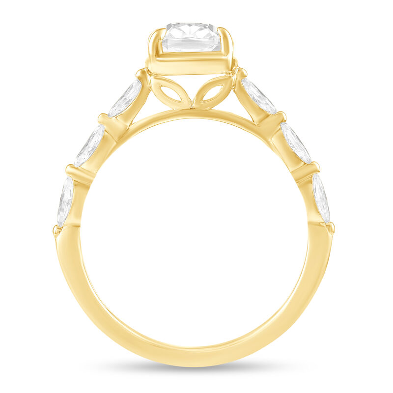 Elongated Cushion Lab Grown Diamond 2ctw. Shared Prong Engagement Ring in 14k Yellow Gold image number null